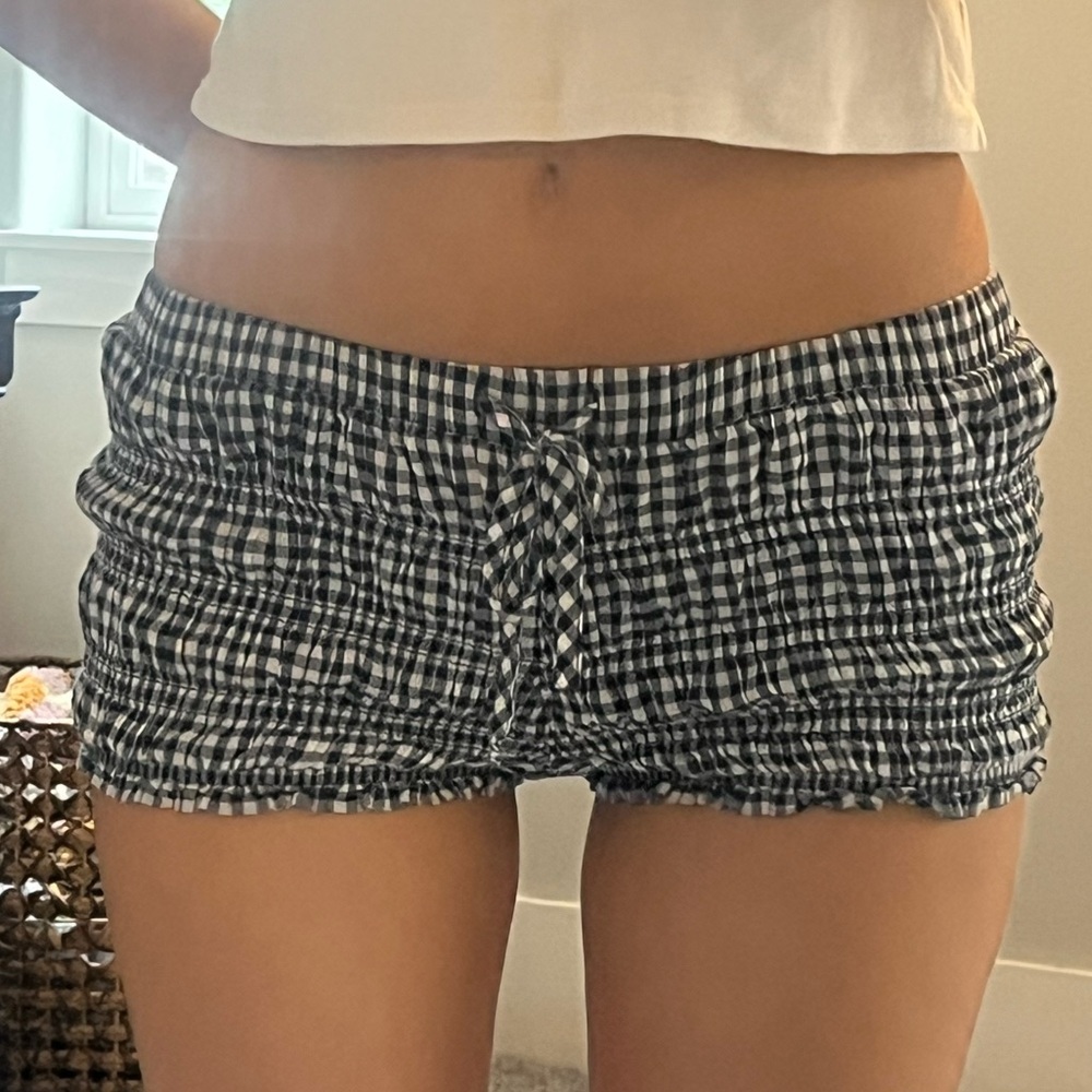 Gingham micro shorts